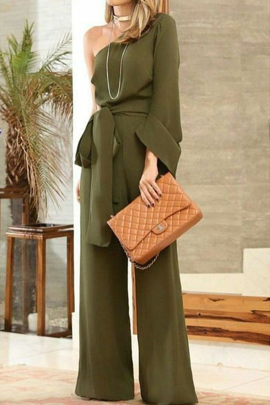 One Shoulder Straight Jumpsuits