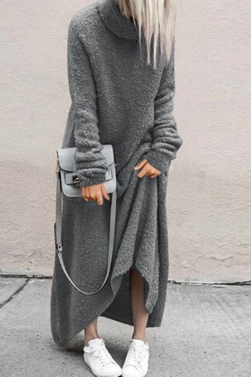 Patchwork Turtleneck One Step Skirt Dresses(4 Colors)