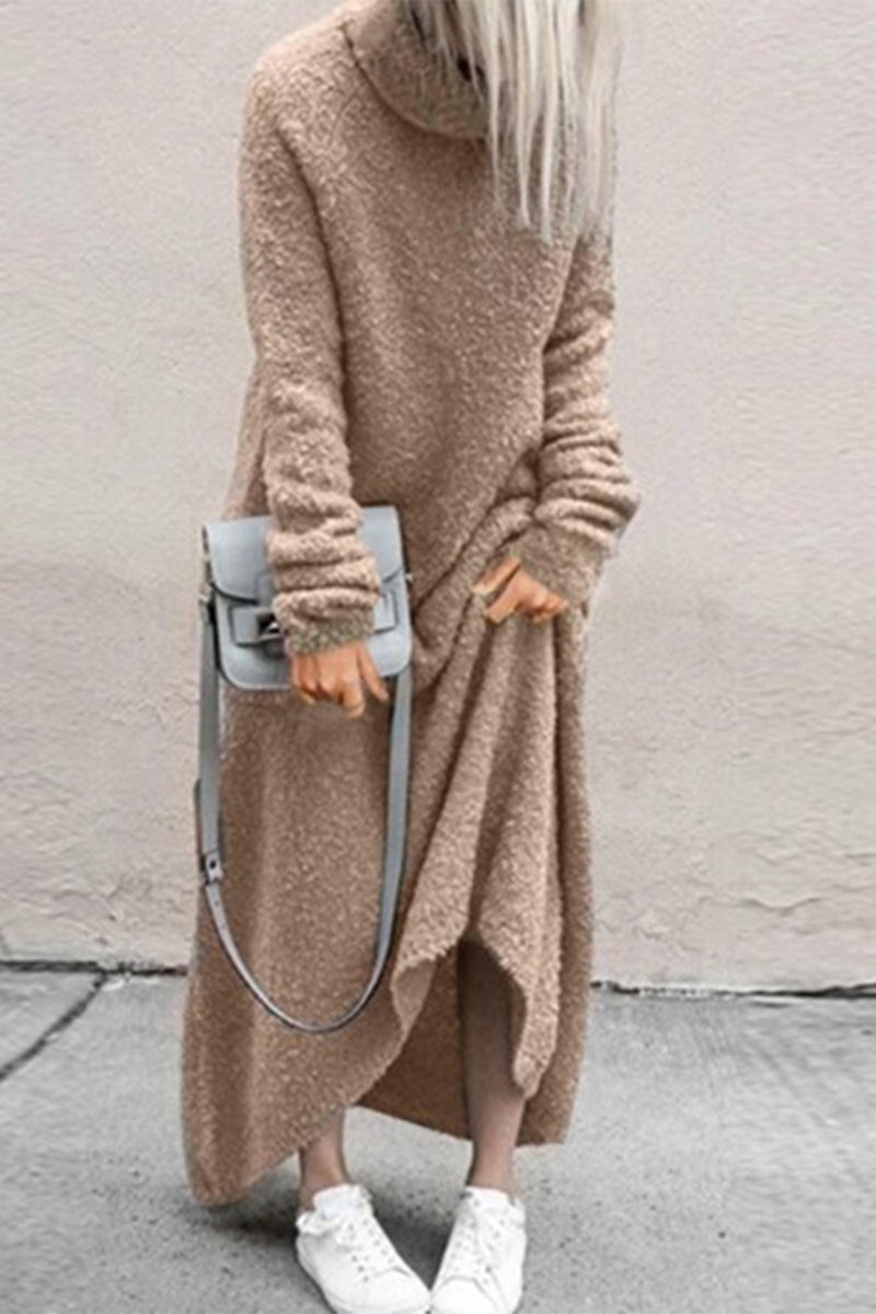 Patchwork Turtleneck One Step Skirt Dresses(4 Colors)