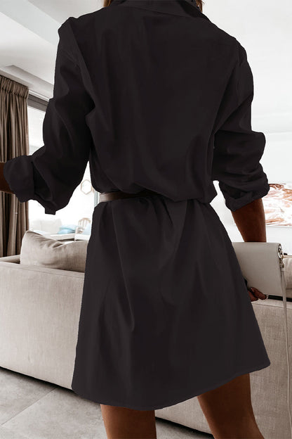 Patchwork Polo Collar One Step Skirt Dresses