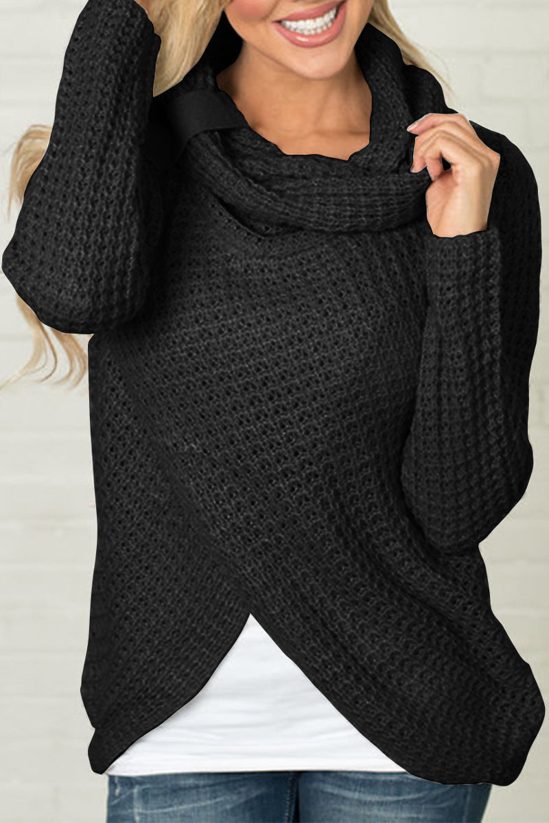 Patchwork Scarf Collar Sweaters(4 Colors)