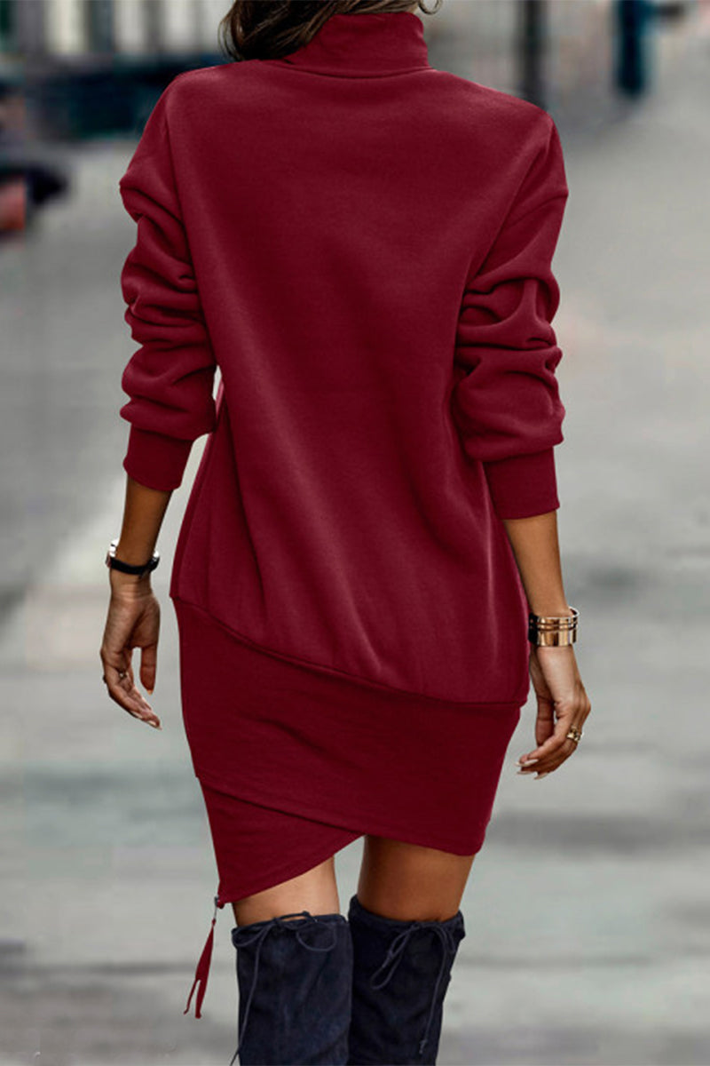 Color Half a Turtleneck One Step Skirt Dresses(5 Colors)