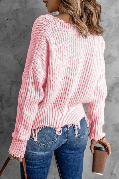 Tassel V Neck Sweaters(8 Colors)