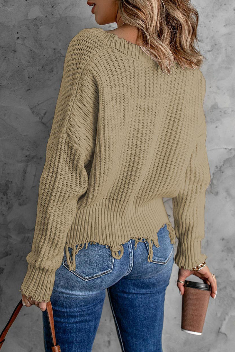 Tassel V Neck Sweaters(8 Colors)