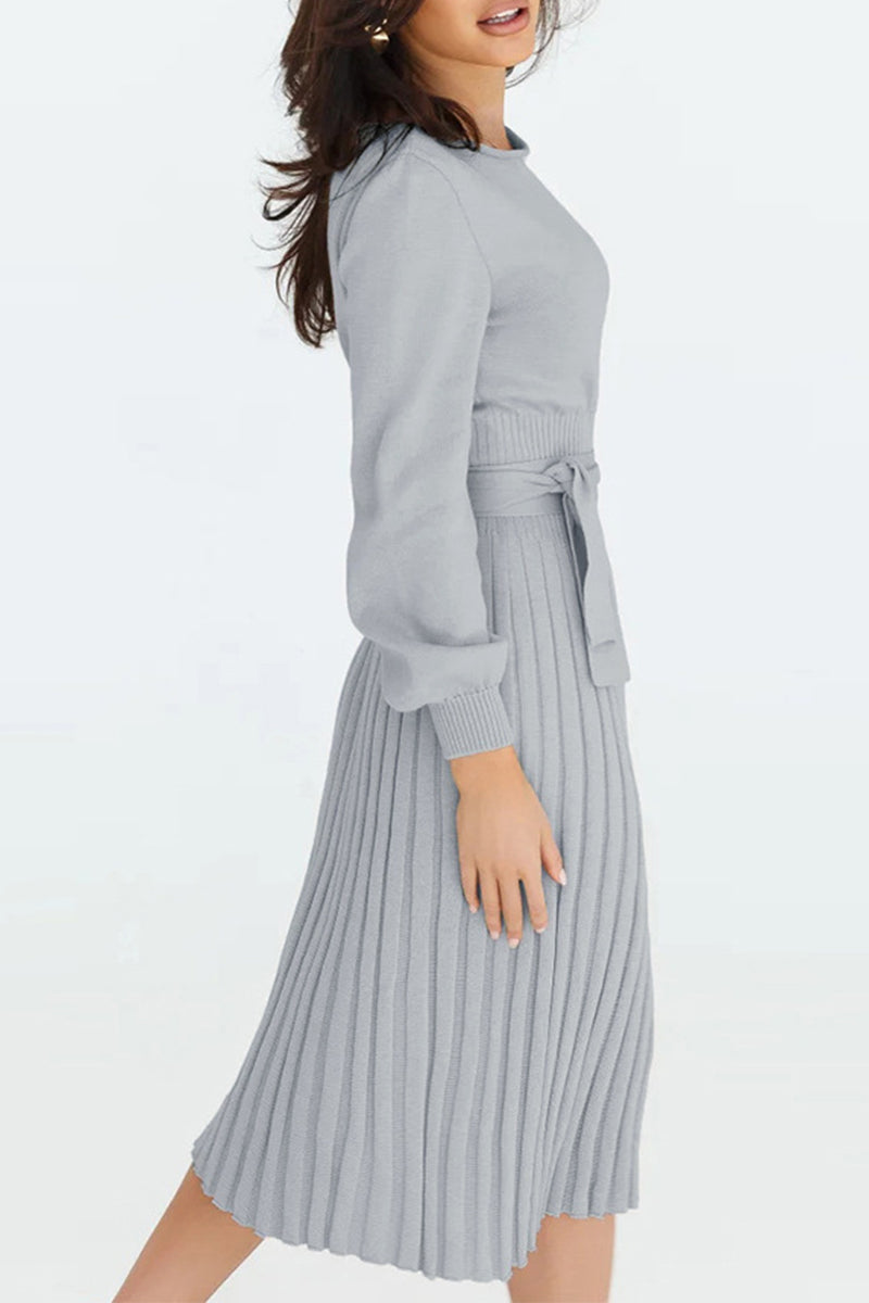 Bandage O Neck One Step Skirt Dresses(4 Colors)