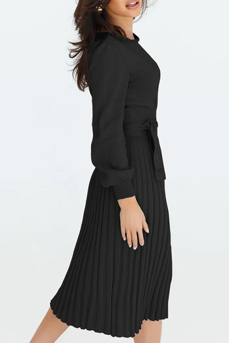 Bandage O Neck One Step Skirt Dresses(4 Colors)