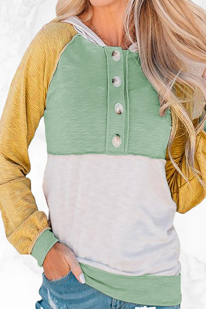 Color Block Contrast Mandarin Collar Hoodies
