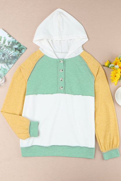 Color Block Contrast Mandarin Collar Hoodies