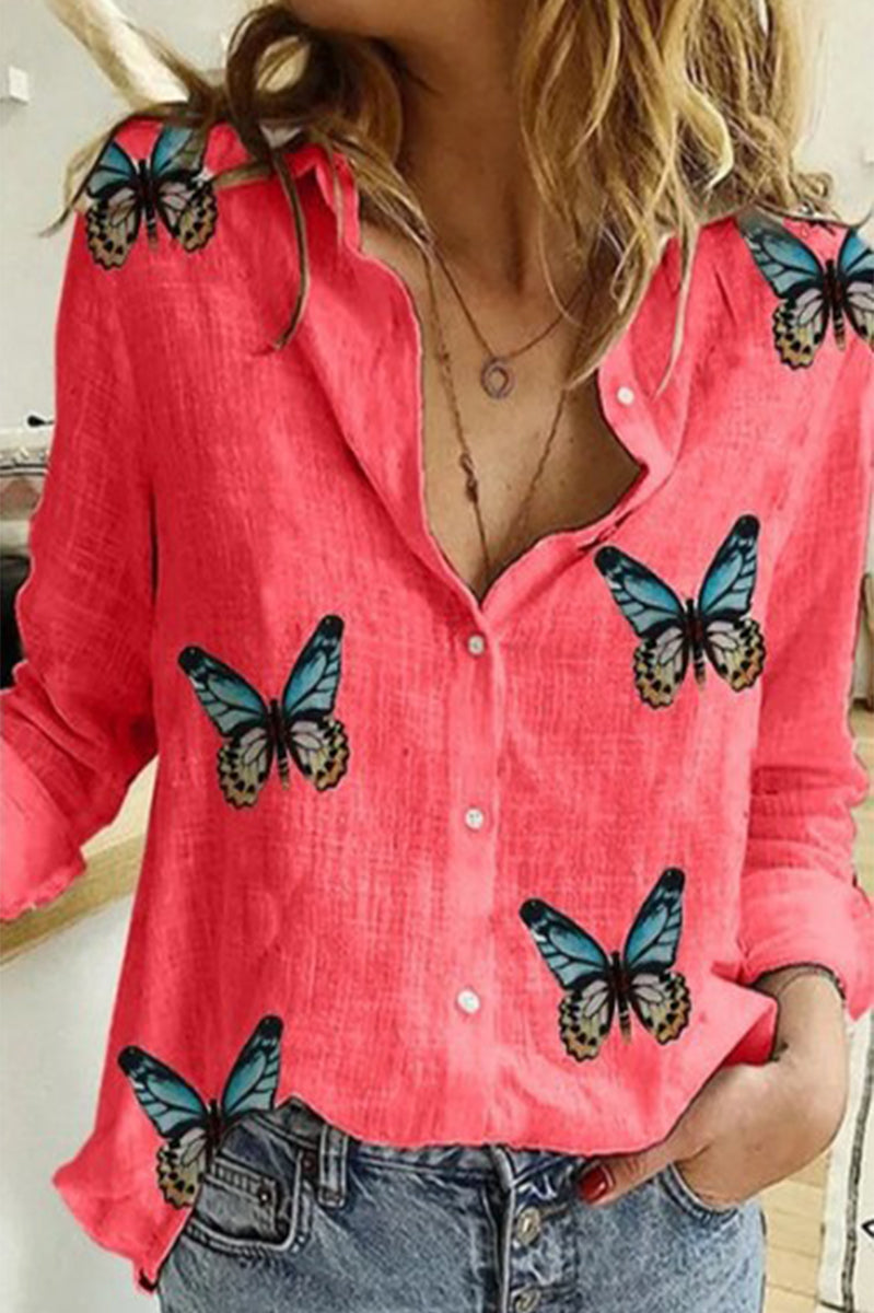 Polka Dot Patchwork Printing Turndown Collar Blouses(12 Colors)