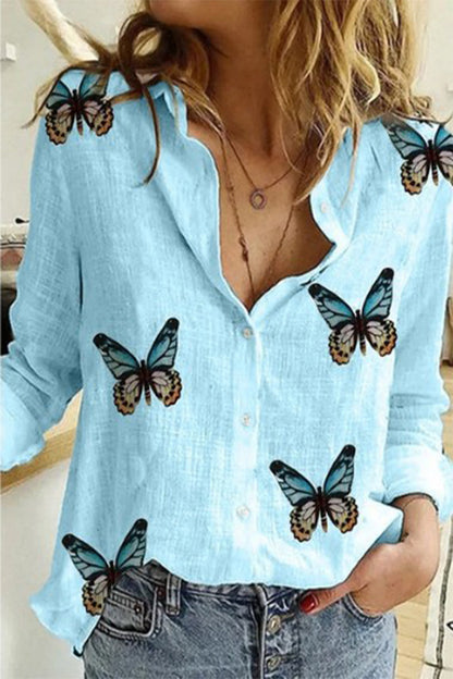 Polka Dot Patchwork Printing Turndown Collar Blouses(12 Colors)