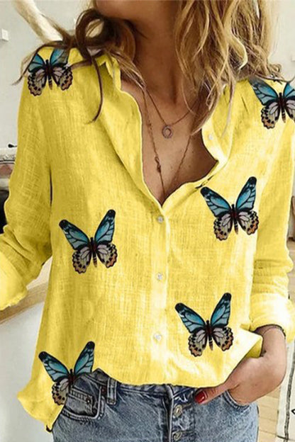 Polka Dot Patchwork Printing Turndown Collar Blouses(12 Colors)