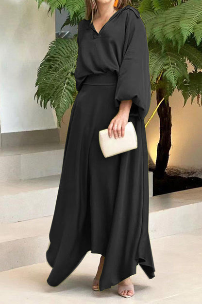 Color V Neck Long Sleeve Two Pieces(6 Colors)