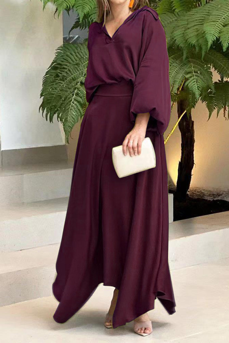 Color V Neck Long Sleeve Two Pieces(6 Colors)