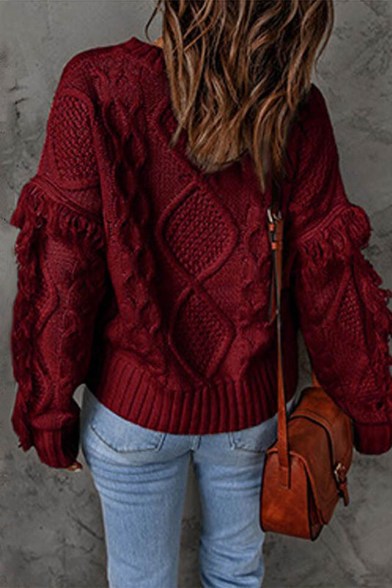 Sweet Tassel O Neck Sweaters(8 Colors)