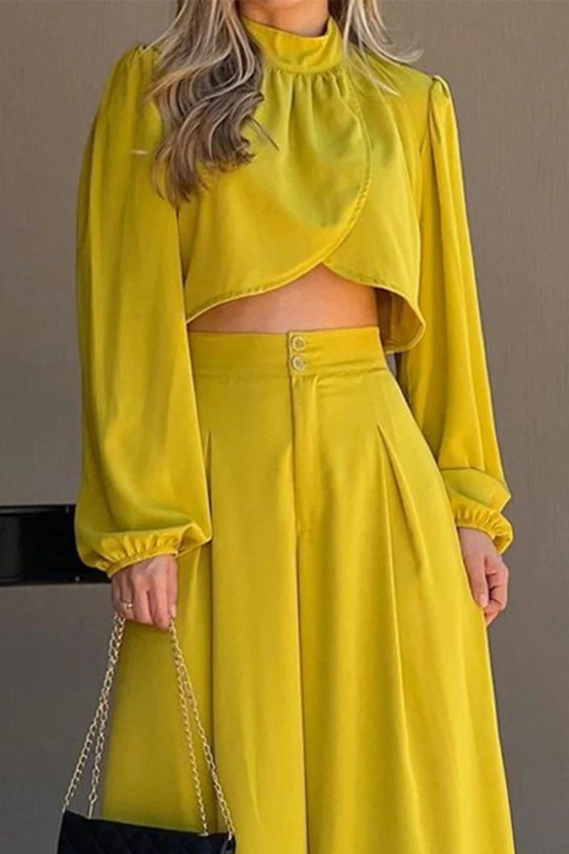 Asymmetrical Half a Turtleneck Long Sleeve Two Pieces