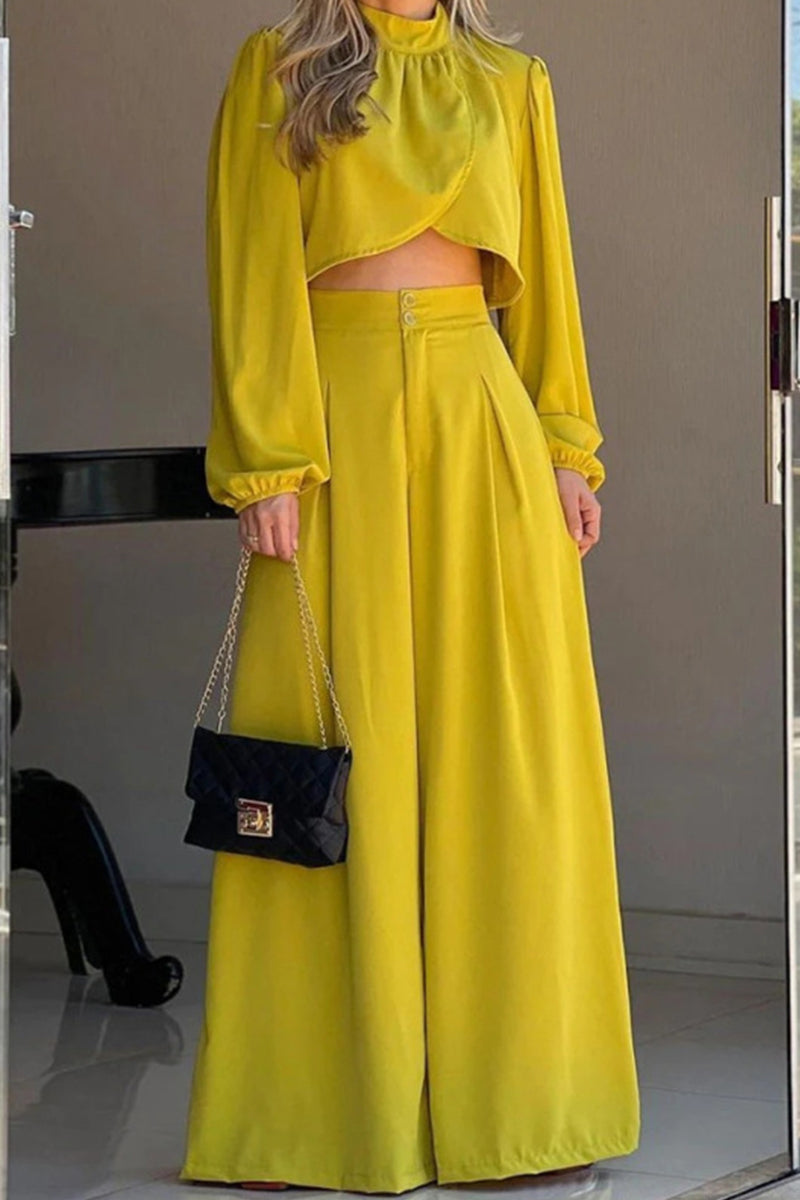 Asymmetrical Half a Turtleneck Long Sleeve Two Pieces