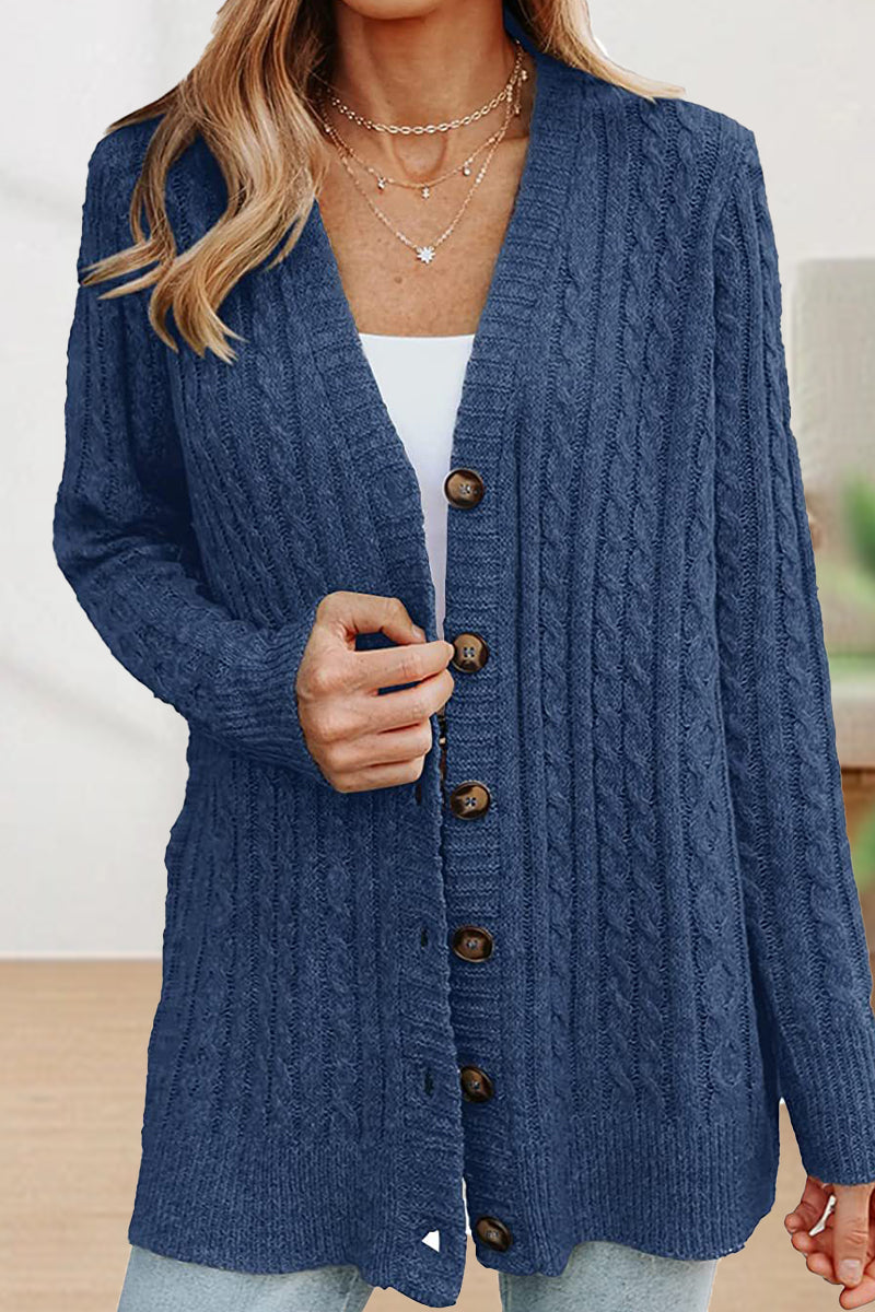 Buttons Color V Neck Cardigans(5 Colors)