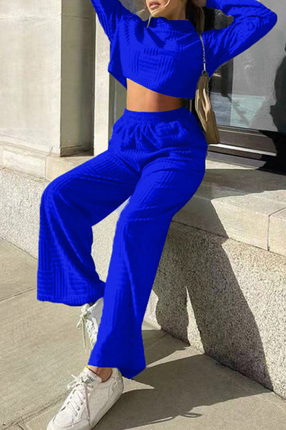 Color Hooded Collar Long Sleeve Two Pieces