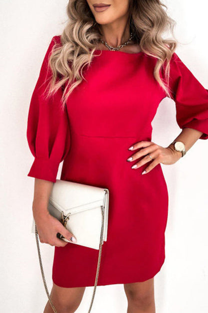 College With Bow O Neck Pencil Skirt Dresses