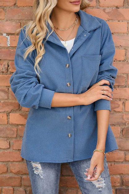 Pocket Buckle Buttons Turn-back Collar Sweaters(4 Colors)