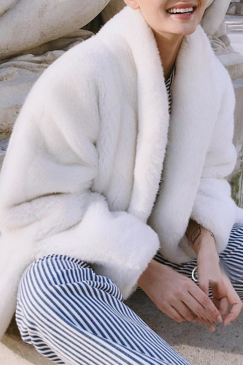 Without Belt Color Cardigan Collar Outerwear