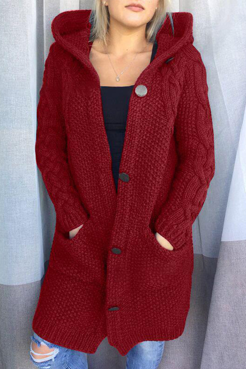 Pocket Color Hooded Collar Cardigans(8 Colors)