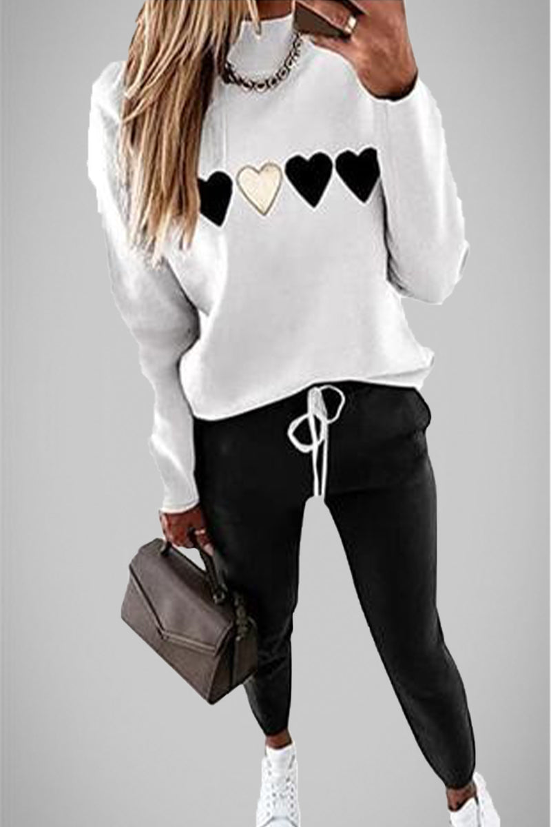 Street Patchwork V Neck Long Sleeve Two Pieces