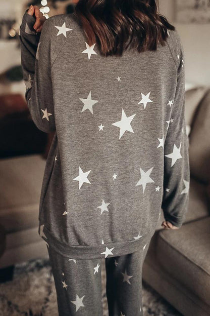 The Stars Printing O Neck Long Sleeve Two Pieces