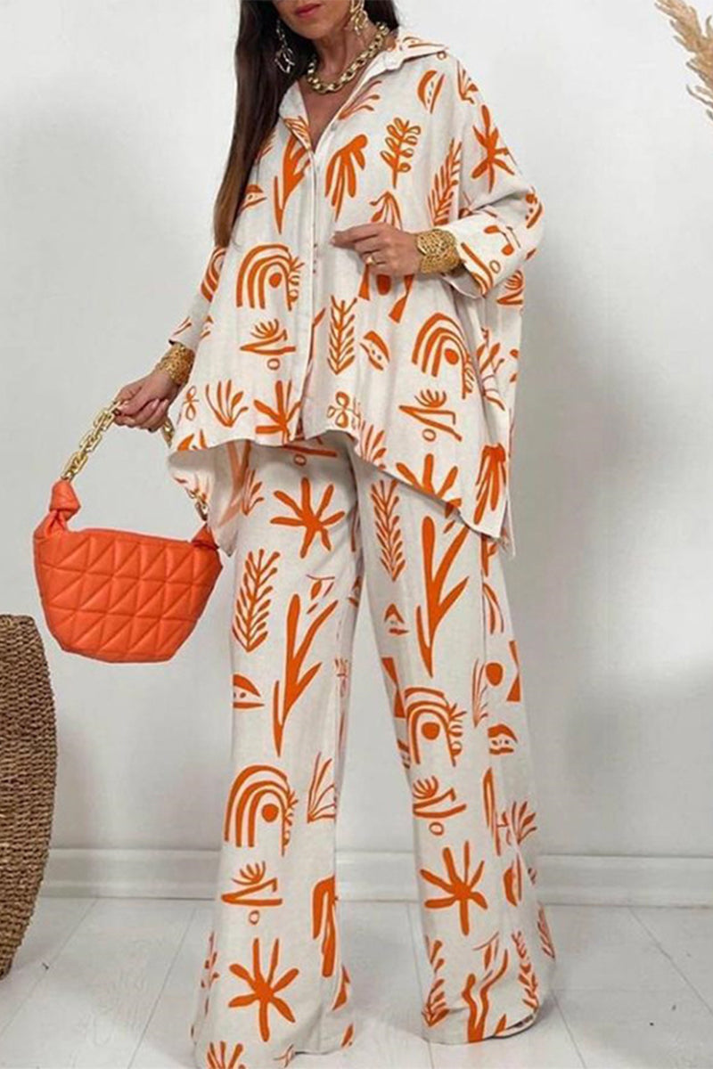 Print Printing Turndown Collar Three Quarter Two Pieces