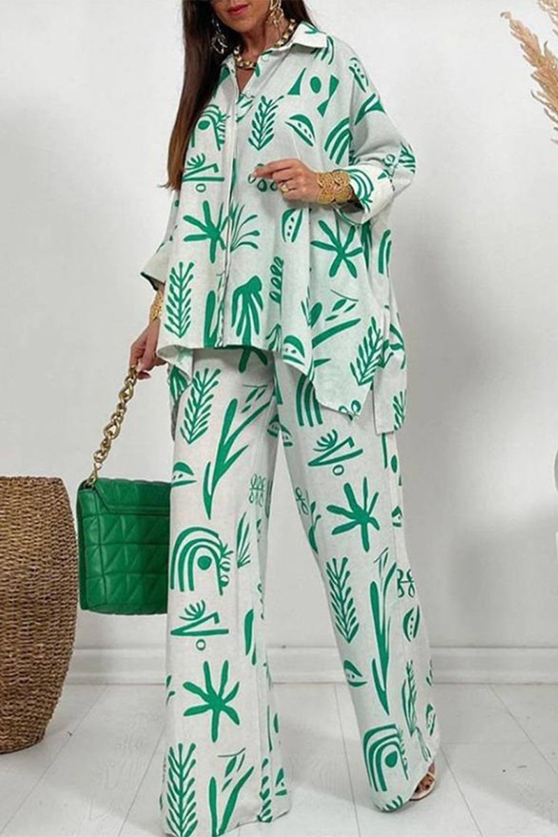 Print Printing Turndown Collar Three Quarter Two Pieces