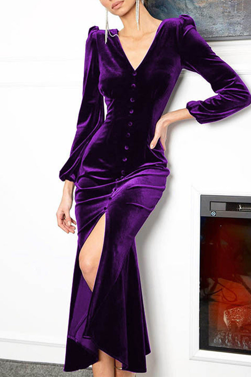 College V Neck Wrapped Skirt Dresses(8 Colors)