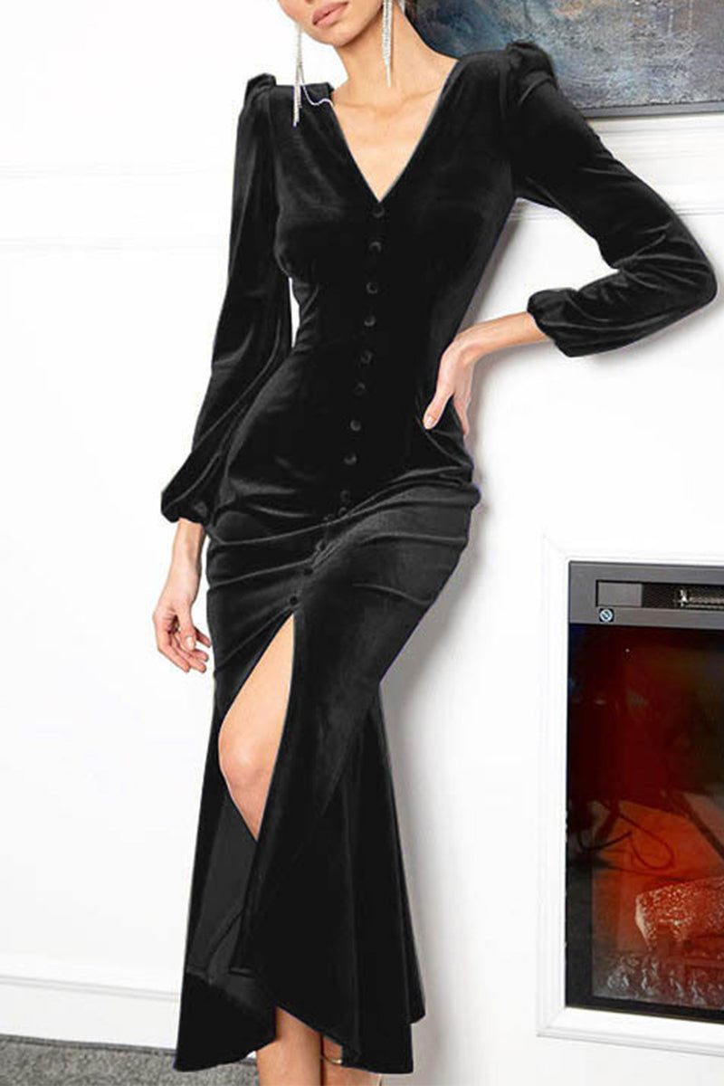 College V Neck Wrapped Skirt Dresses(8 Colors)