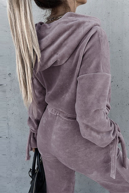 Hooded Collar Long Sleeve Two Pieces