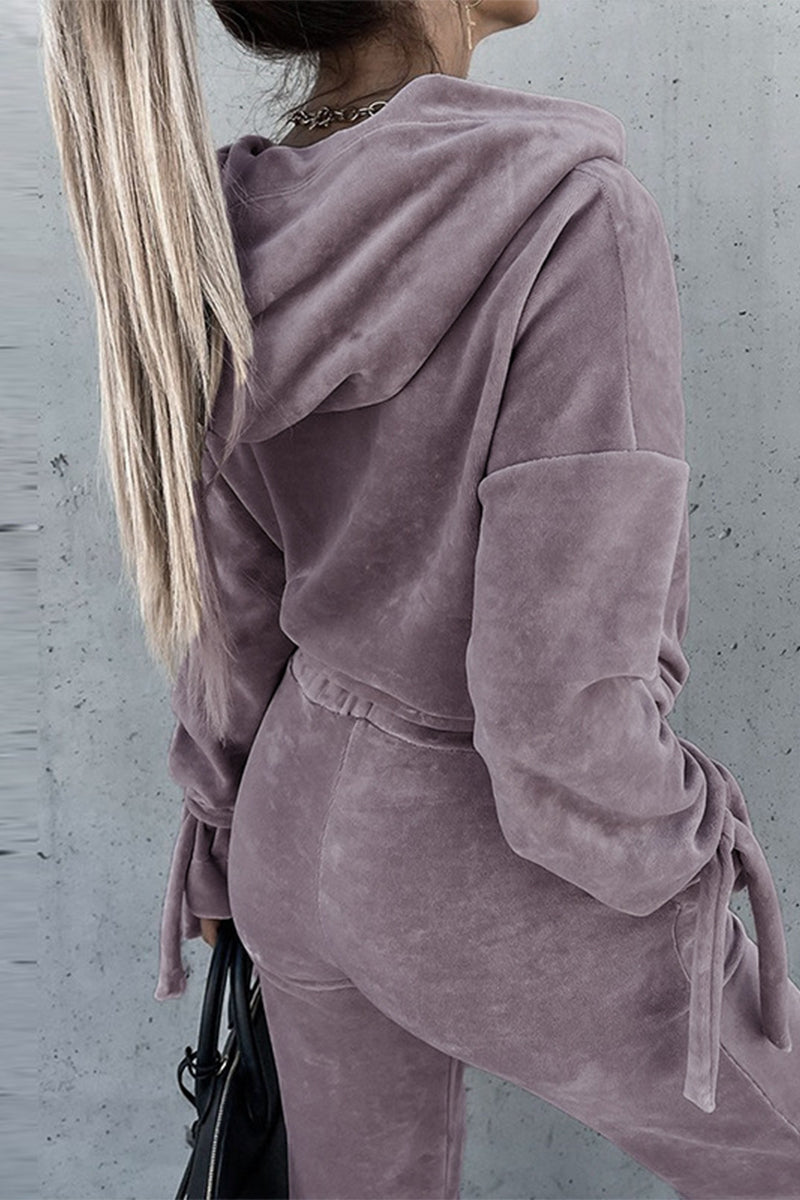 Hooded Collar Long Sleeve Two Pieces