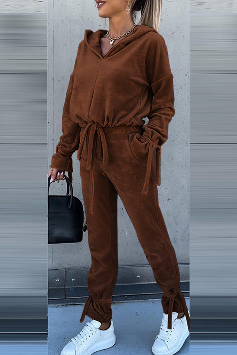 Hooded Collar Long Sleeve Two Pieces
