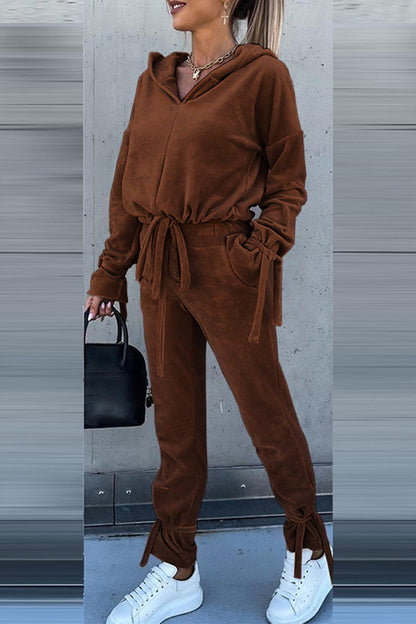 Hooded Collar Long Sleeve Two Pieces
