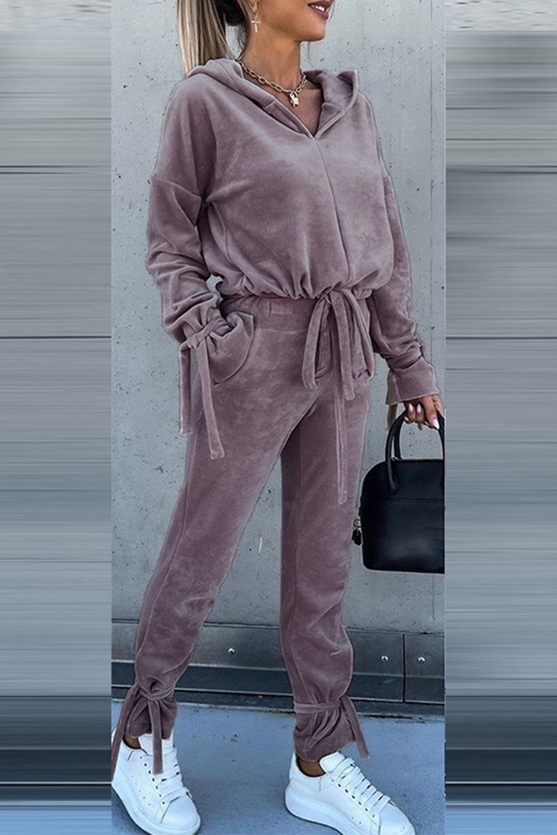 Hooded Collar Long Sleeve Two Pieces