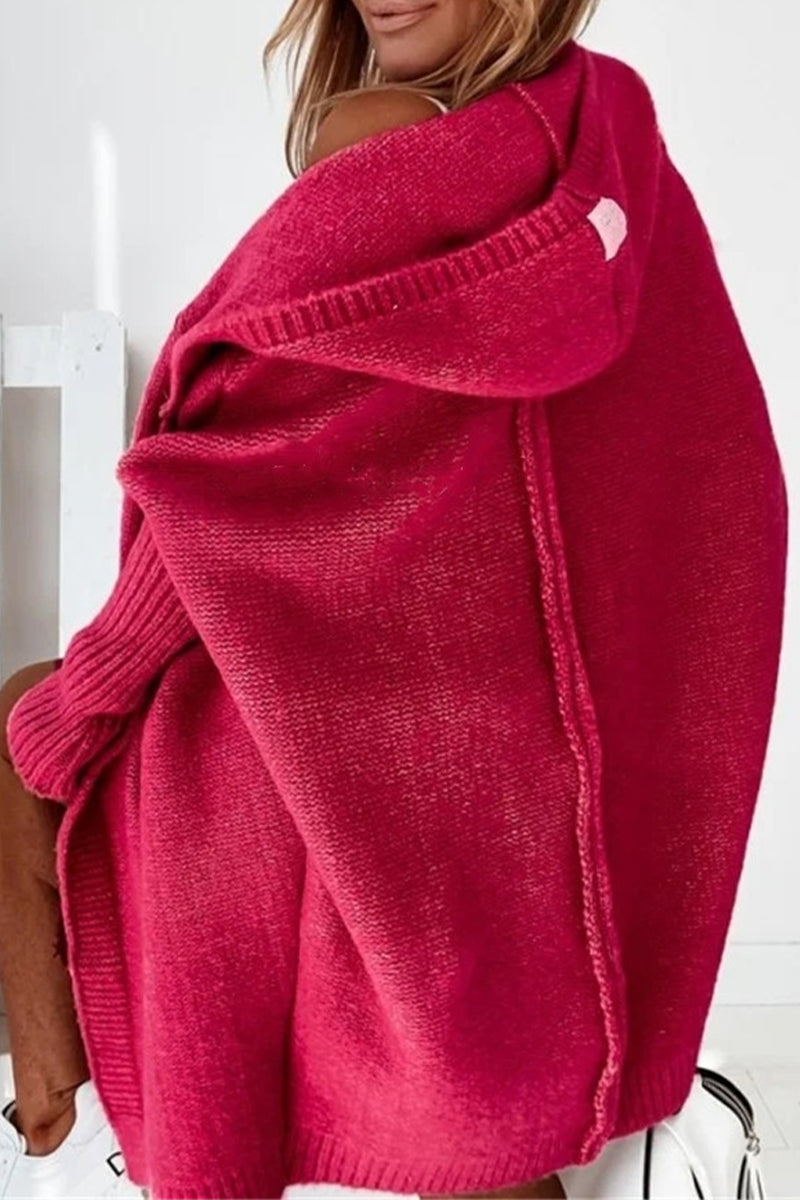 Street Asymmetrical Color Hooded Collar Cardigans(15 Colors)