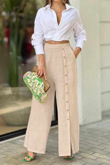 Street Color Turndown Collar Long Sleeve Two Pieces