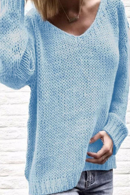 Color V Neck Sweaters(6 Colors)