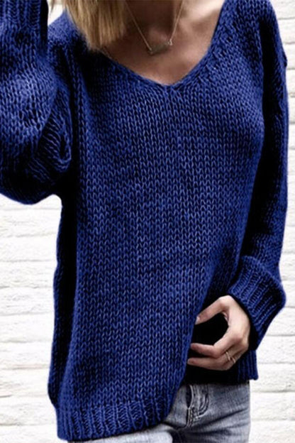 Color V Neck Sweaters(6 Colors)