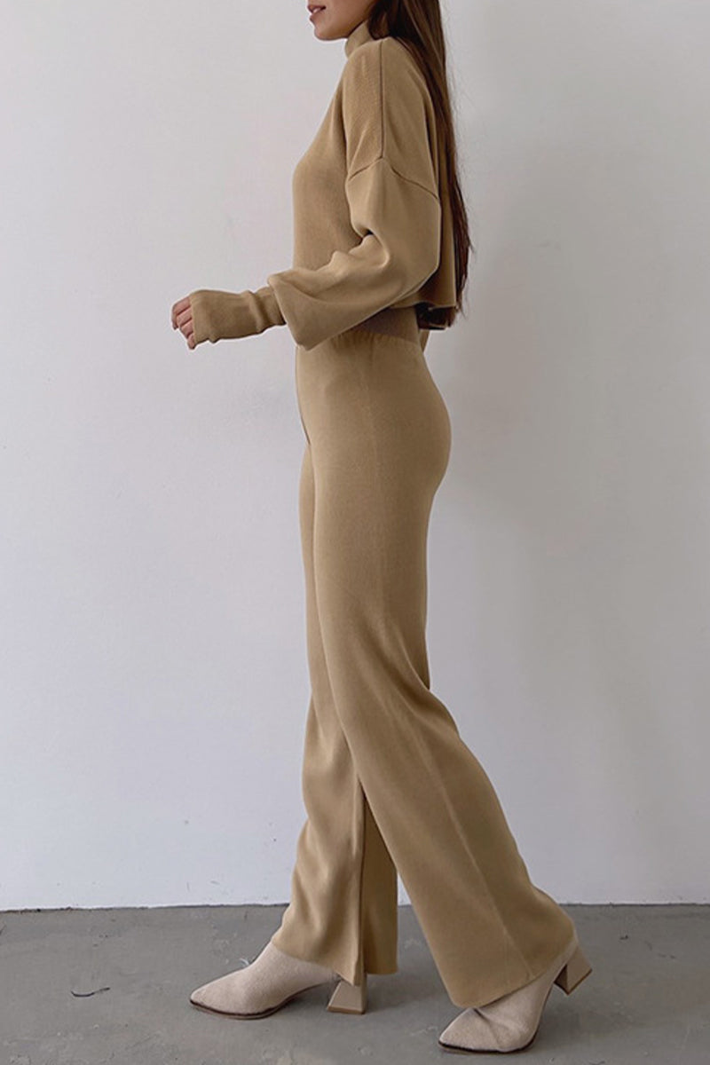 Color Turtleneck Long Sleeve Two Pieces