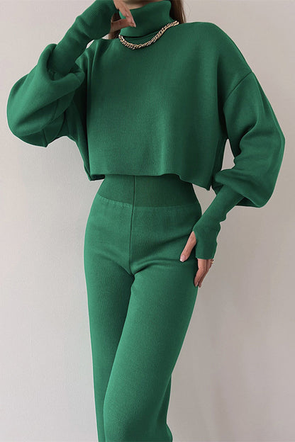 Color Turtleneck Long Sleeve Two Pieces