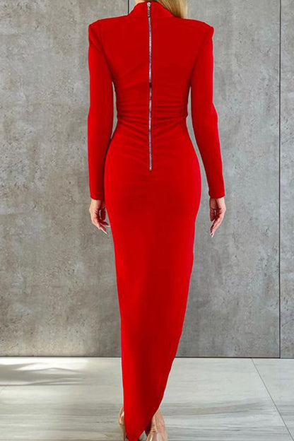 Celebrities Asymmetrical Zipper Half a Turtleneck One Step Skirt Dresses