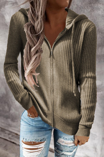 Zipper Hooded Collar Cardigans(7 Colors)