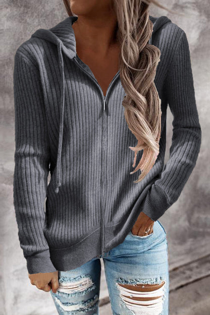 Zipper Hooded Collar Cardigans(7 Colors)