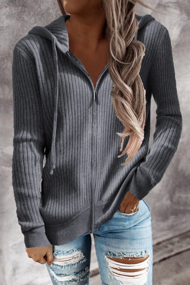 Zipper Hooded Collar Cardigans(7 Colors)