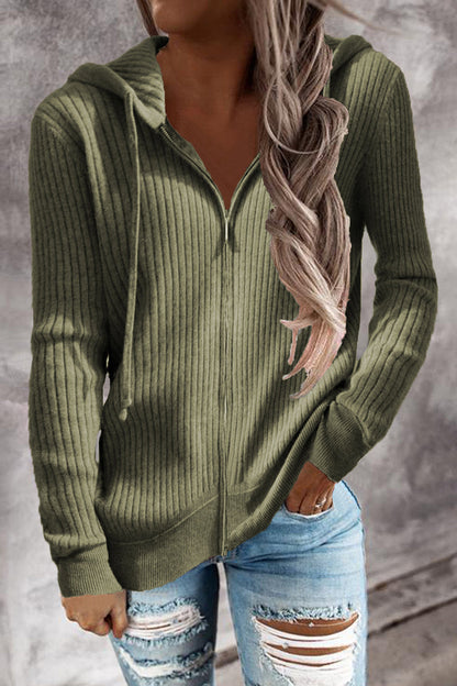 Zipper Hooded Collar Cardigans(7 Colors)
