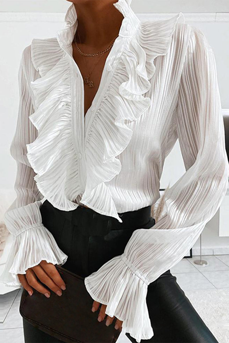 Sweet Patchwork Mandarin Collar Blouses