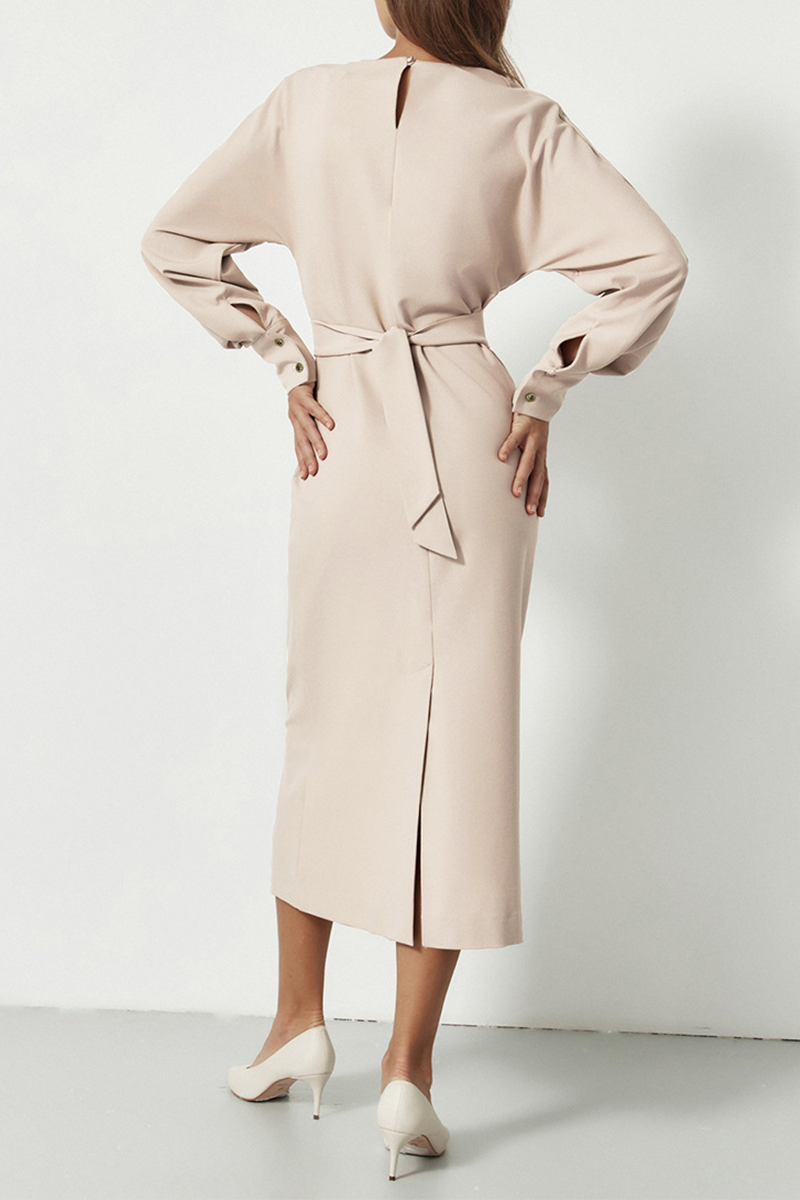 Street Patchwork O Neck Waist Skirt Dresses(3 Colors)